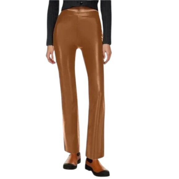 Aritzia Wilfred Free Flora Vegan Leather Bootcut In Cognac Size XS - Picture 1 of 8
